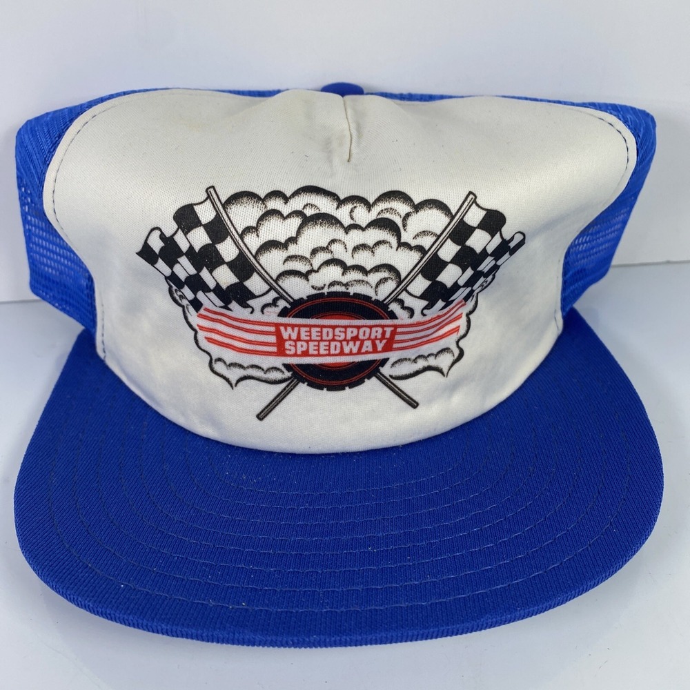 Vintage WEEDSPORT SPEEDWAY Racing New York Trucker‎ Hat Mesh Snapback Blue GIft